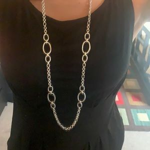 Banana Republic Silver Plated Long Chain Necklace